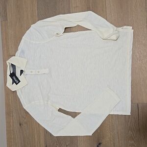 NWT Buffalo David Bitton Men's Medium Lawson Heather Oatmeal Long-sleeved Polo